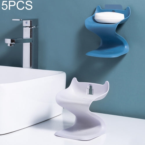 5 PCS Bathroom Plastic Soap Rack Double Drain Wall Hanging Soap Box, Random Color Delivery