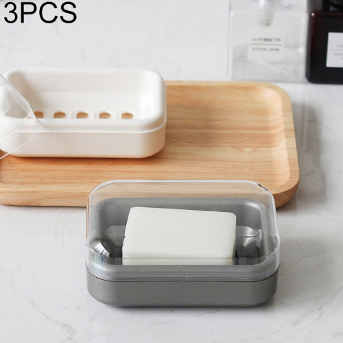 3 PCS Bathroom Drain Transparent Waterproof Soap Dish with Cover , Random Color Delivery