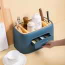 Salt Sugar Seasoning Box Multifunctional Rack Seasoning Holder with Lid(Dark Blue)