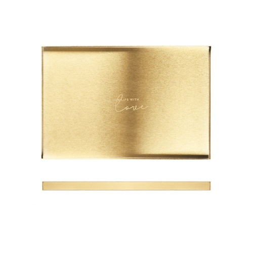 Rectangle Geometric Gold Stainless Steel Storage Tray Holder, Size:L