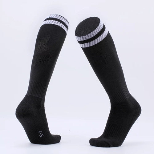 Children Football Socks Boys Soccer Sock Kid Above Knee Plain Socks Long Soccer Stockings Men Over Knee High Sock, Size:Adult Size(Black)