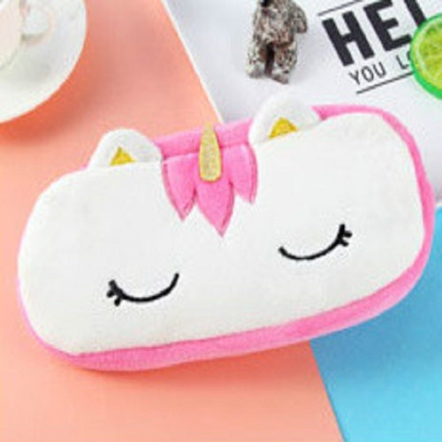 Unicorn Shape Plush Stuffed Toy Pencil Bag(Red)