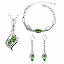 3 PCS / Set Fashion Crystal Necklace Earring Bracelet Set(Green)
