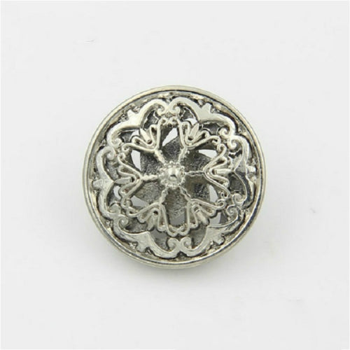 Silver 100 PCS Hollow Flower Shape Metal Button Clothing Accessories, Diameter:18mm