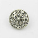 Silver 100 PCS Hollow Flower Shape Metal Button Clothing Accessories, Diameter:25mm