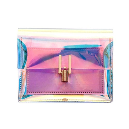 Women Shoulder Bag Fashion Laser Transparent Crossbody Bags Messenger Shoulder Beach Bag(Pink)