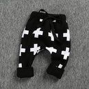 Autumn Boys and Girls Cross Pattern Wild Harlan Cotton Trousers, Size:110cm(Black)