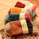 5 Pairs Women Winter Vintage Rabbit Wool Socks Thicken Warm Female Fashion Patchwork Retro thermal Cotton Socks, Size:Free Size(color mixing)