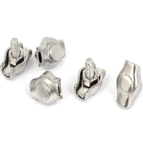 5 PCS 304 Stainless Steel Plate Single Clip Double Clamp Wire Rope Clamp, Specification:M6, Style:Single Clip