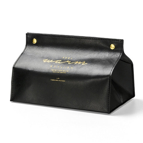 Retro PU Leather Snap-on Drawer Box Home Car Tissue Box(Black)