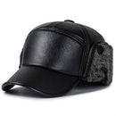 Men Casual Leather Warm Bomber Hats(Gray Fur)