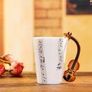 Guitar Ceramic Cup Personality Music Note Milk Juice Lemon Mug Coffee Tea Cup Home Office Drinkware Unique Gift(Violin Five Line)