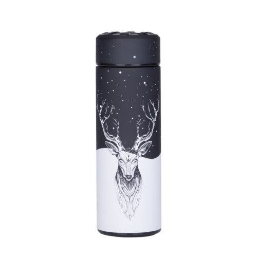 Deer Pattern Insulated Thermos Vacuum Bottle Stainless Steel Thermos Cup Thermal bottle with Tea Strainer, Capacity:350ml