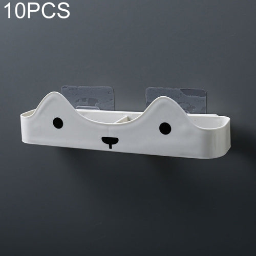 10 PCS Bathroom Slippers Rack Wall Hanging Drain Slippers Shelf(White)