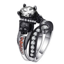 2 PCS Skull Ring Punk Style Fashion Jewelry, Ring Size:12(Red Plus White BL-B)