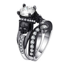 2 PCS Skull Ring Punk Style Fashion Jewelry, Ring Size:9(White)
