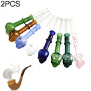 2 PCS Two-color Skull Glass Pipe Hookah Accessories Color Random Delivery