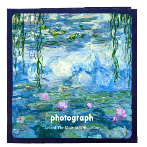 Art Retro DIY Pasted Film Photo Album Family Couple Commemorative Large-Capacity Album, Colour:18 inch Water Lilies(60 White Card Inner Pages)