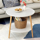 Creative Round Coffee Table Bedside Table Modern Minimalist Double Side Table, Size:40x45cm, Color:White