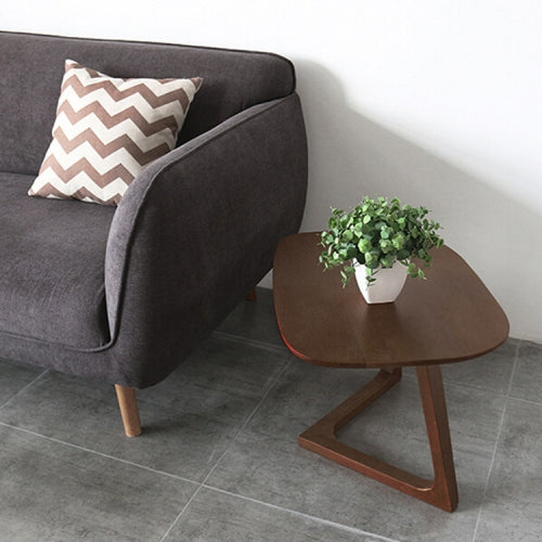 Simple Pure Solid Wood Coffee Table Creative White Oak Balcony Tea Sofa Side Table(Walnut Color)