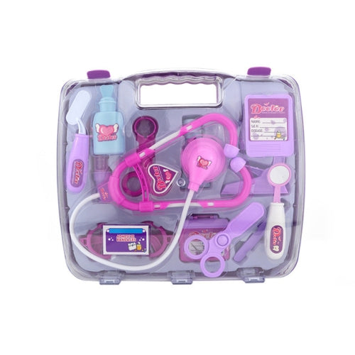 Simulation Stethoscope Set Portable Medicine Box Child Doctor Role Playing Toy(Purple)
