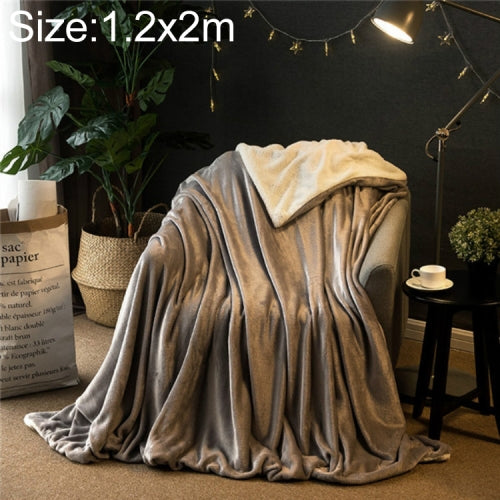 Winter Sofa Blanket Double Thick Cashmere Coral Fleece Ofice Nap Blanket, Size:1.2x2m(Silver Grey)
