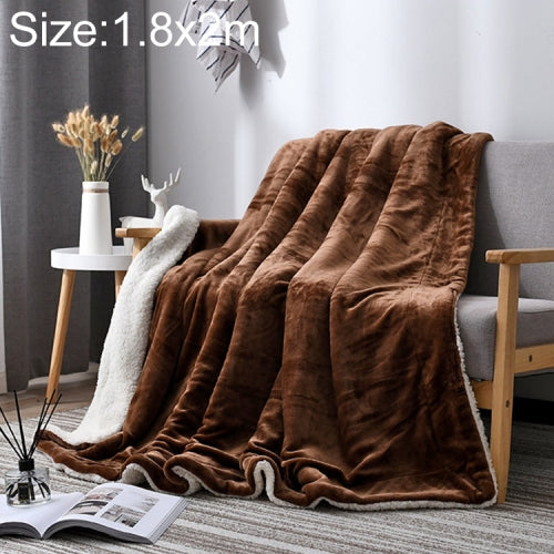 Winter Sofa Blanket Double Thick Cashmere Coral Fleece Ofice Nap Blanket, Size:1.8x2m(Coffee)