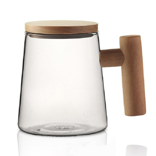 Thick Heat-resistant High Borosilicate Glass Teacup with Wooden Handle, Capacity: 300ML, Specification:6B