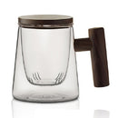 Thick Heat-resistant High Borosilicate Glass Teacup with Wooden Handle, Capacity: 300ML, Specification:7A
