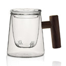 Thick Heat-resistant High Borosilicate Glass Teacup with Wooden Handle, Capacity: 300ML, Specification:8A