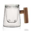 Thick Heat-resistant High Borosilicate Glass Teacup with Wooden Handle, Capacity: 300ML, Specification:8B