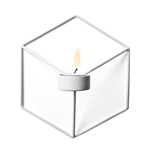 2 PCS Geometric Candlestick Metal 3D Modern Style Wall Candle Holder(White)