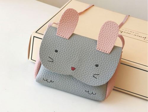 Girls PU Coin Purse Bag Rabbit Shoulder Bag(Grey)