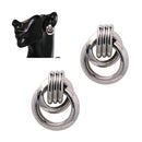 Vintage Trendy Punk Metal Circle Stud Earring for Women(Silver )