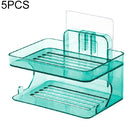 5 PCS Double-layer Soap Rack Bathroom Seamless Viscose Drain Rack Wall-mounted Soap Box, Color:Green