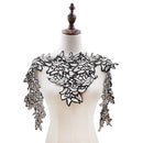Lace Two-color Flower Embroidery Cloth Sticker DIY Clothing Decoration Cloth, Size: About 112 x 30cm(Black White)