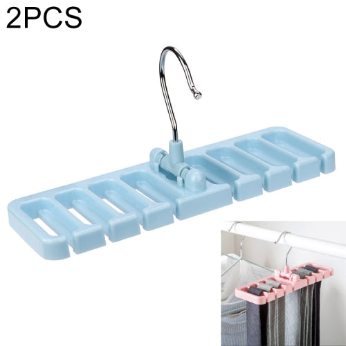 2 PCS Multifunctional Home Organizer Wardrobe Tie Rack Storage Rack, Color:Blue