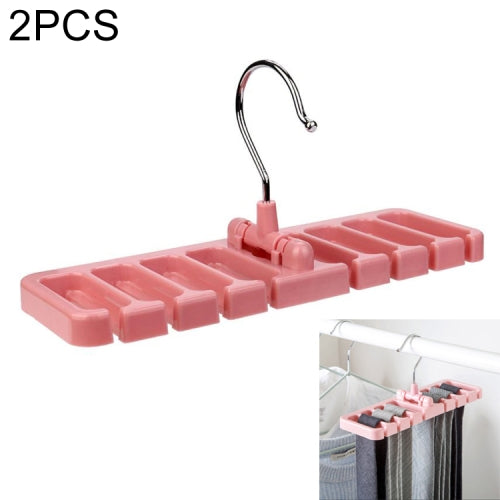 2 PCS Multifunctional Home Organizer Wardrobe Tie Rack Storage Rack, Color:Pink