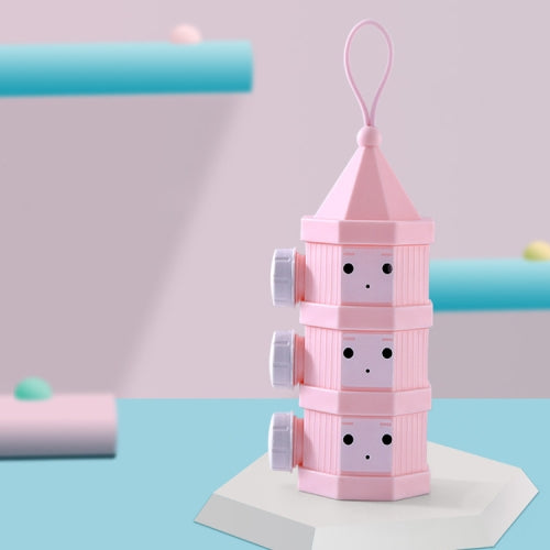 Outdoor Portable Detachable Layered Milk Powder Box Baby Sealed Milk Powder Box, Specification:3 Grids(Pink)