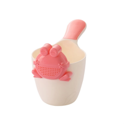Baby Shampoo Cup Baby Shower Spoon(White Spoon + Pink Frog)