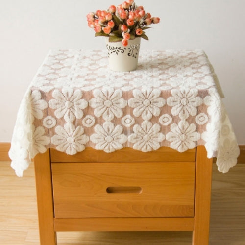 Furniture Hollow Lace Fabric Dust Cover, Size:120x120cm(White)