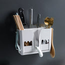 Wall-mounted Seamless Multi-function Chopstick Cage Drain-free Dust-proof Tableware Storage Rack(White)