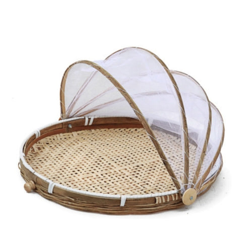 Household Bun Frame Round Dustpan Bamboo Woven Storage Basket, Specification:Porous 40 cm