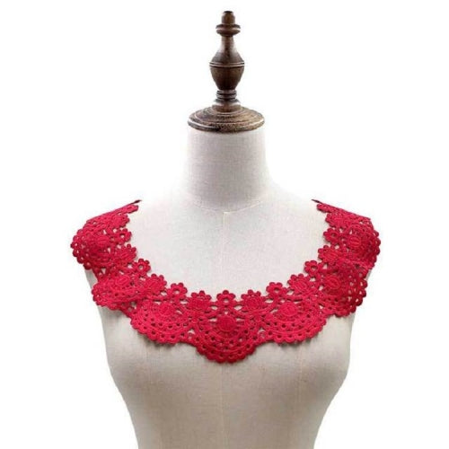 Red Wine Milk Silk Lace Embroidered Collar Hollow Fake Collar DIY Clothing Accessories, Size: about 32 x 26cm