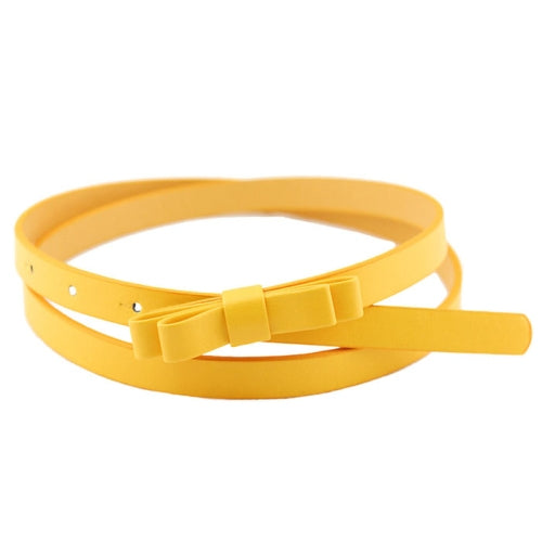 2 PCS Candy-colored PU Leather Bow-knot Fine Belt for Women, Length: 1050 x 13mm(Yellow)