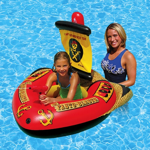 87212 Adult Water Inflatable Swimming Ring Pirate Ship Shape Floating Bed, Size:127 x 124 x 72cm