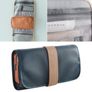 Travel Personalized Cosmetic Bags PU Polyester Fiber Gargle Wash Bag(Navy Blue)