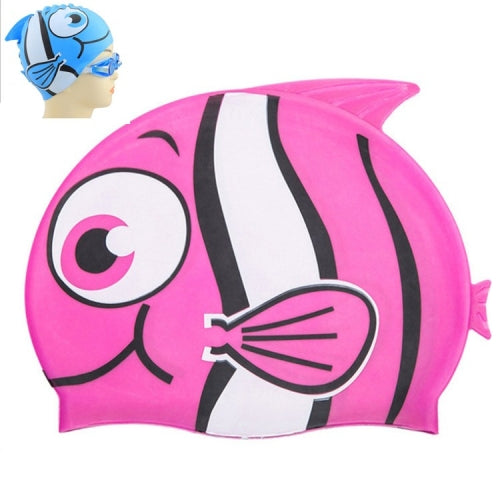 Ear Protection Small Fish Pattern Diving Cap Children Silicone Swimming Cap(D)