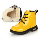 Kids Shoes PU Leather Lace Up High Children Sneakers Autumn Winter Children Shoes Add Cotton, Shoe Size:26(Yellow)