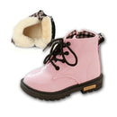 Kids Shoes PU Leather Lace Up High Children Sneakers Autumn Winter Children Shoes Add Cotton, Shoe Size:30(Pink)